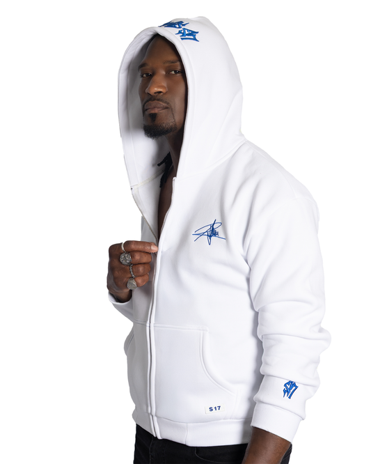 WHITE S17 ZIP HOODIE