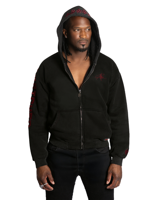 BLACK S17 ZIP HOODIE